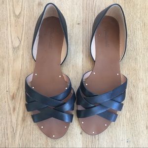 Madewell Black Leather Criss Cross @ Toe Flats 9.5